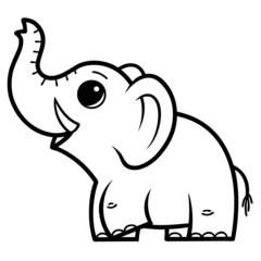 Elephant vector cartoon. Coloring book for kids