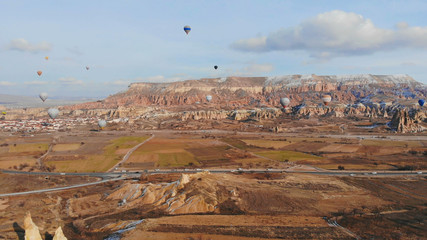 Beautiful Nature of Cappadocia on with balloons. Turkey.