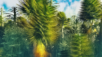 Dinasour forest in big resolution 3d rendering