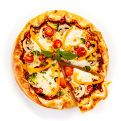 Margherita pizza on white background
