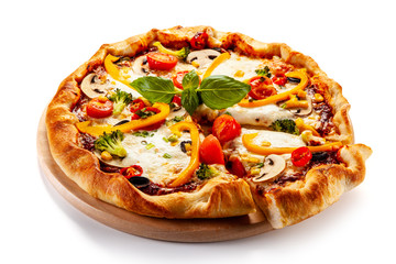 Margherita pizza on white background

