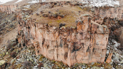 Ihlara Valley in Turkey, Known as Ihlara Vadisi in Turkish, the valley is biggest canyon and has a green trees and small river.