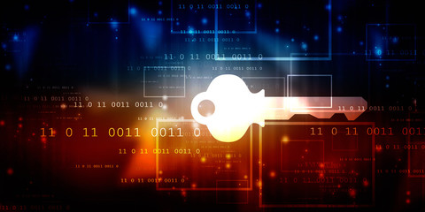 2d illustration digital abstract technology digital future cyber security key