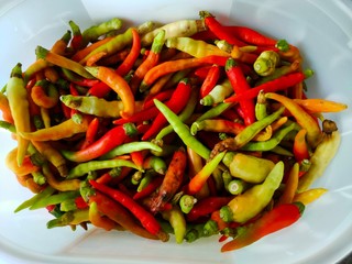 red and green chili peppers