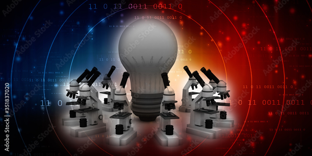 Aufkleber 3d rendering microscope with bulb