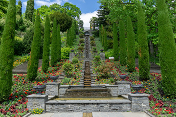 Italian Floral Water Cascade in Mainau at lake constance