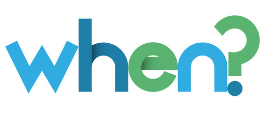 WHEN? blue and green vector geometric type banner
