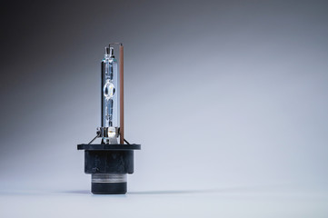 Xenon is a new lamp for automotive headlights on a gray gradient background. Gas-discharge lighting devices