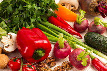 Set of products for healthy eating. Multicolored Vegetables