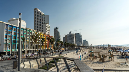 Embankment in the center of Tel Aviv on sunny day, Israel.