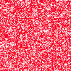 vector seamless pattern with red hearts
