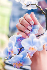 Manicure and blue orchids
