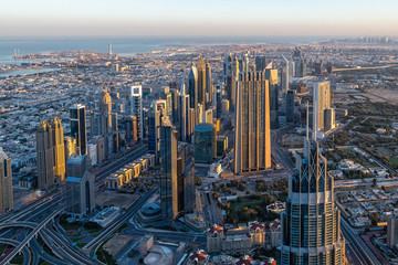 The Dubai skyline in the morning