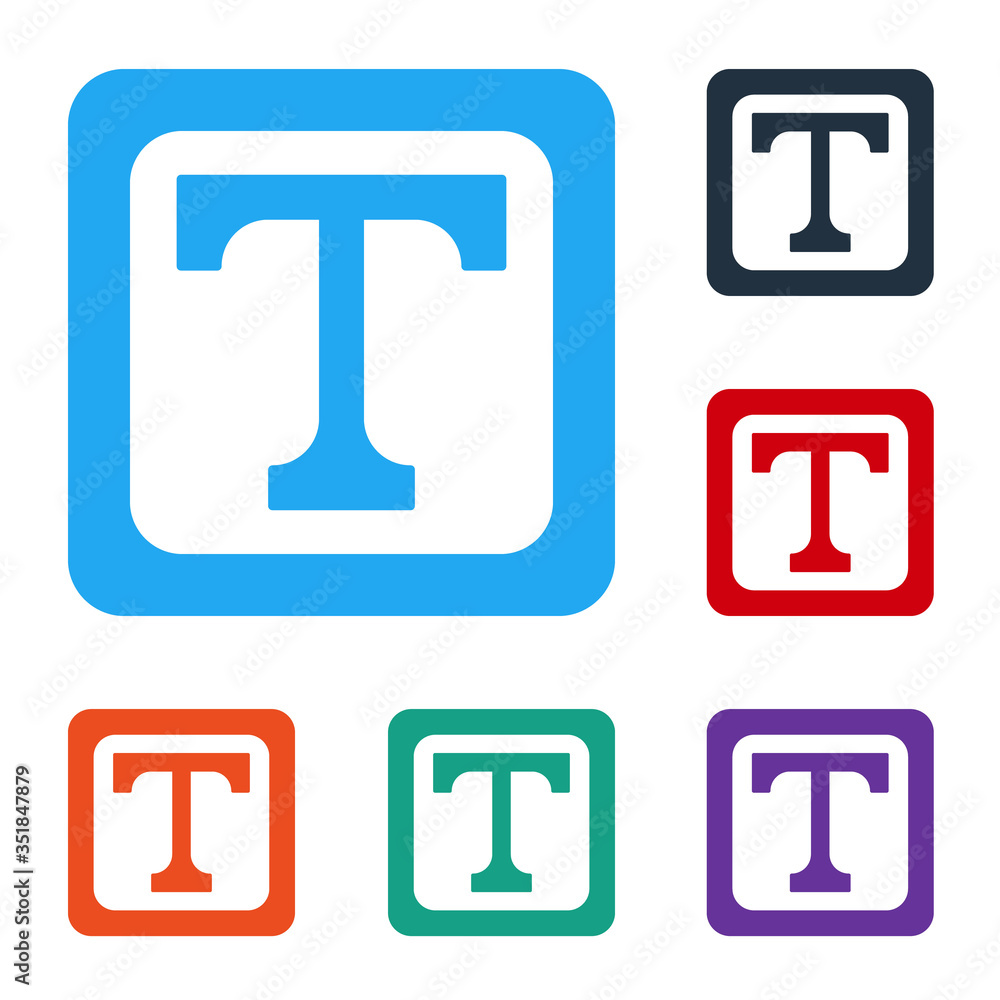 Poster white text icon isolated on white background. set icons in color square buttons. vector illustration