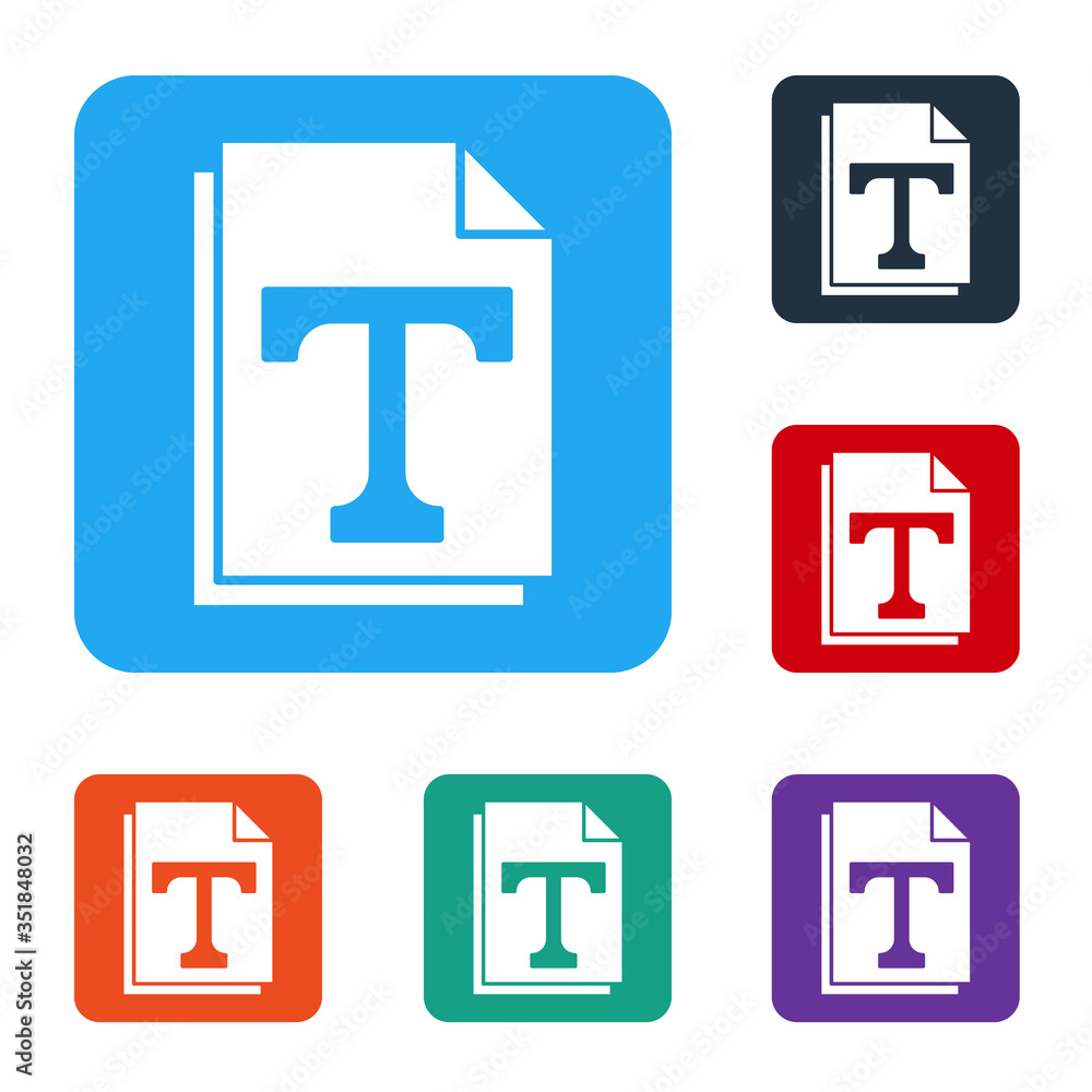 Poster white text file document icon isolated on white background. set icons in color square buttons. vecto