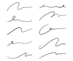 おしゃれでシンプルな手描きの線のセット／ライン／デザイン