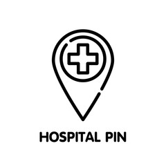 Obraz premium Hospital pin outline icon design style illustration on white background