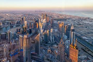 Fototapeta na wymiar The Dubai skyline in the morning