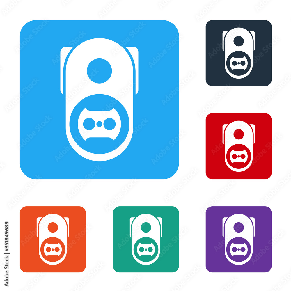 Poster white electrical outlet icon isolated on white background. power socket. rosette symbol. set icons i