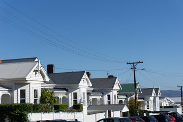 1940's residential villa gables in street.