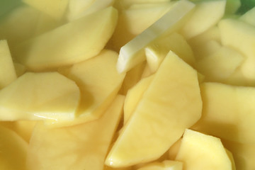 Peeled and chopped potatoes. Sliced Potatoes.