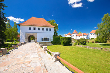 Varazdin. Old town gate of Varazdin park and landmarks view