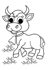 Cute Black and White Cartoon Cow Illustration