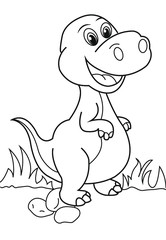Smiling Cute Dinosaur Outline Illustration  Children cartoon coloring book pages.	