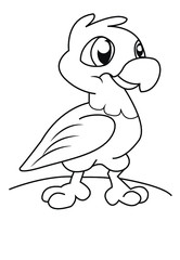 hand drawn illustration of cartoon bird