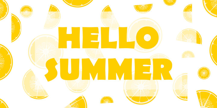 Colorful greeting card HELLO SUMMER vector illustration
