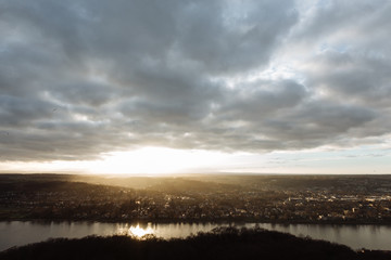 Fototapeta na wymiar Sunset over Bonn in the fall