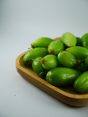 Averrhoa bilimbi on the wood plate in white background