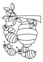 Cute cartoon Black and white illustration