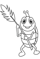 Cute cartoon Black and white illustration