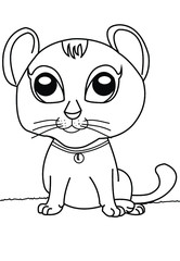 Cute cat cartoon Black and white illustration