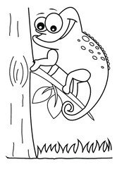 Cute cartoon Black and white illustration