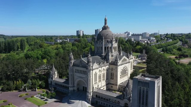 Aerial view of Basilica of St. Therese of Lisieux in Normandy France