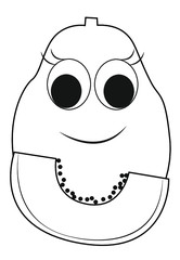 Cute papaya cartoon Black and white illustration