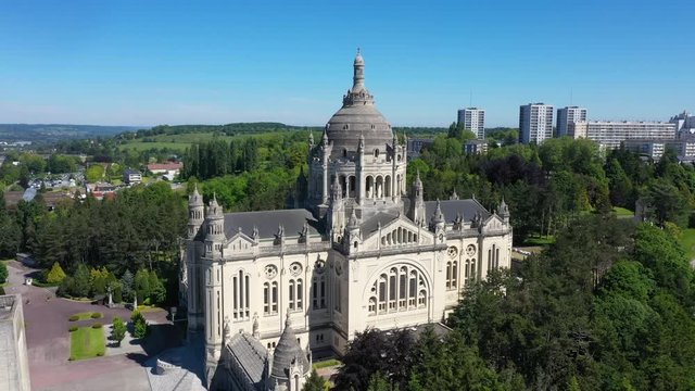Aerial view of Basilica of St. Therese of Lisieux in Normandy France