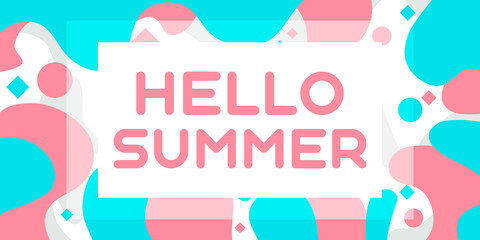 Colorful greeting card HELLO SUMMER vector illustration