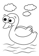 Cute baby duckling outline colouring book