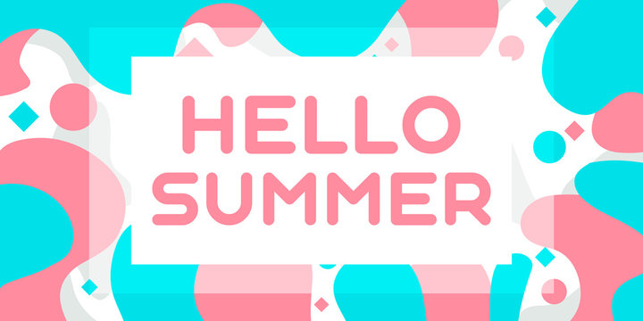Colorful greeting card HELLO SUMMER vector illustration