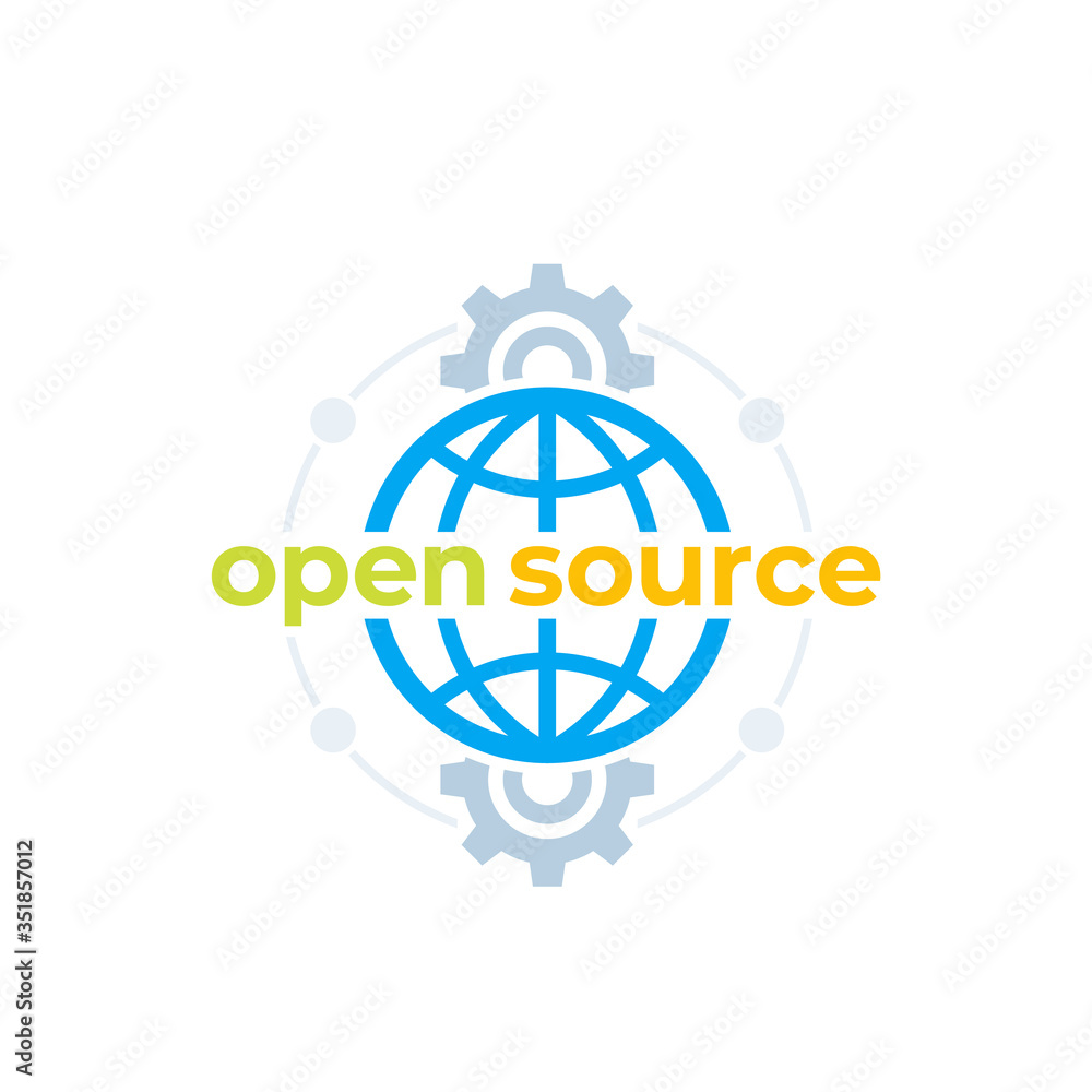 Poster Open source, vector icon on white