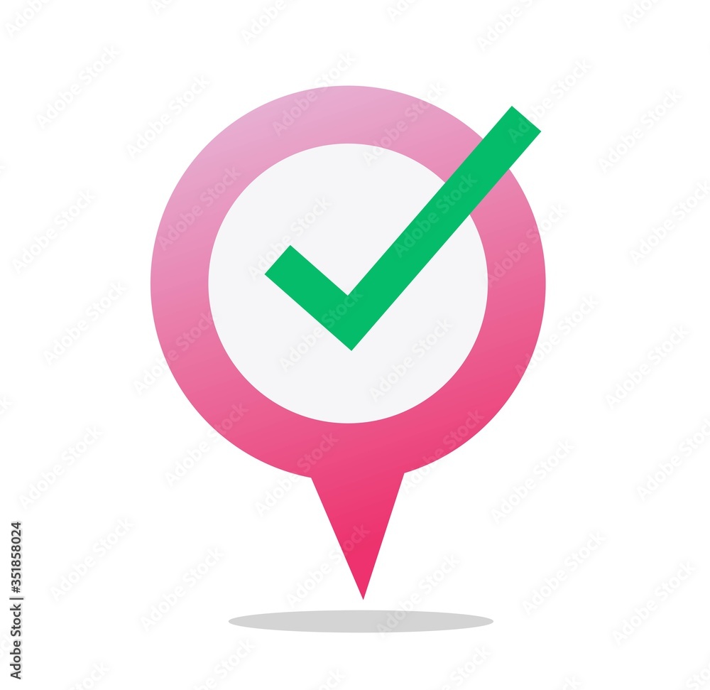 Aufkleber pin pgs pointer position marker for map location icon vector or destination point with check mark is