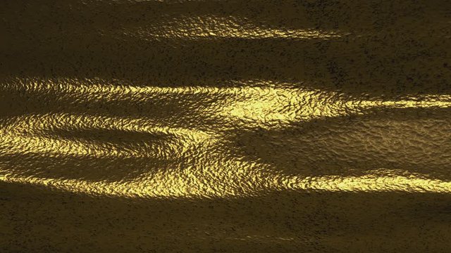 Seamless elegant animation of a gold metal sheet. Hypnotic minimal wavy brass foil background.
