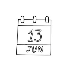 calendar hand drawn in doodle style. June 13. International Albinism Awareness Day, Sewing Machine, World Wide Knit in Public, date. icon, sticker, element