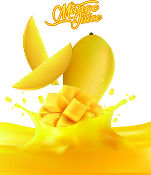 Mango Juice Splash. . Vector EPS