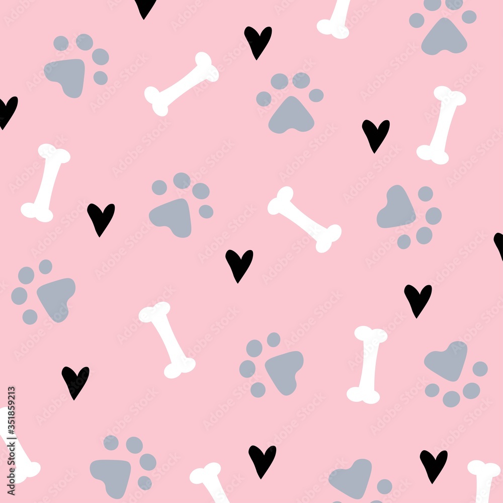 Wall mural cute dog pattern illustration, colorful vector