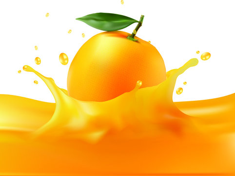 orange juice splash. Vector EPS