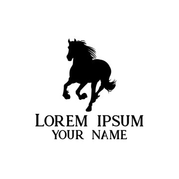 fast running silhouette horse logo design